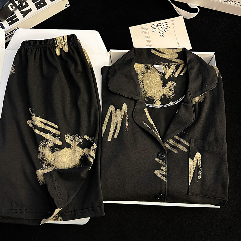 플레인-블랙 타이다이 [반팔+반바지+바지]