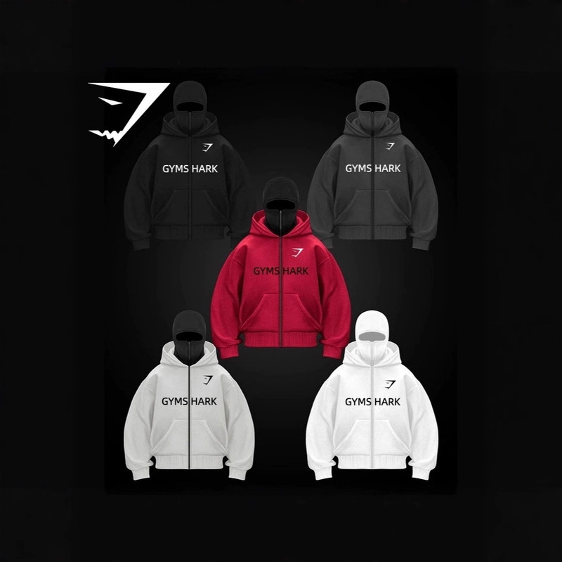 Gymshark Men's Autumn and Winter Warm Jacket Fleece-Lined Double-Layer Hooded Sweatshirt Loose Casual Running Sports Long Sleeves Gymshark Men's Autumn and Winter Warm Jacket Fleece-Lined Double-Layer Hooded Sweatshirt Loose Casual Running Sports Long Sleeves