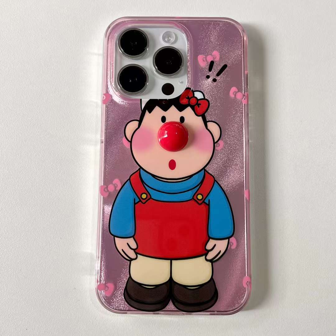 Divertido sombrero rojo de dibujos animados niña gordita apple 15promax nariz roja 15pro funda para teléfono ip14p