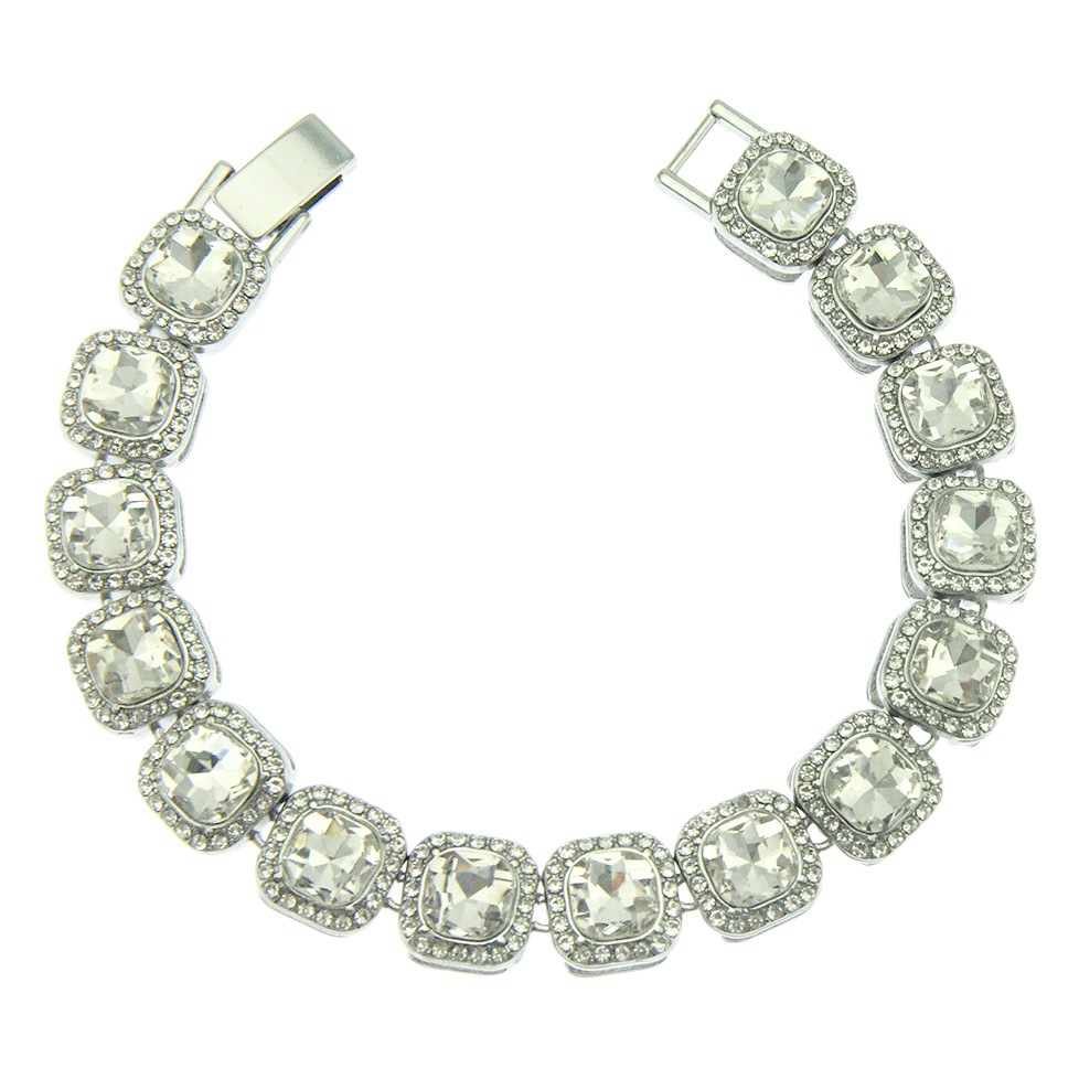 Europeo y americano hip hop hombres corto cuadrado diamante completo diamante cubano cadena collar accesorios discoteca disco hip hop colgante joyería