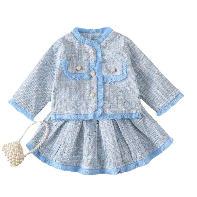 Осенний набор, модная куртка, pleated юбка, стиль Chanel, французский стиль, западный стиль