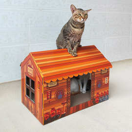 瓦楞纸猫抓板猫床工厂现货多色可选亚马逊热销-居酒屋猫窝-复古橙