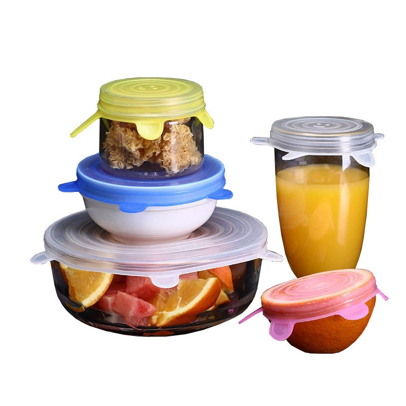 Силиконовые крышки для свежести разных размеров, набор из 6 шт., многофункциональные пищевые герметичные крышки