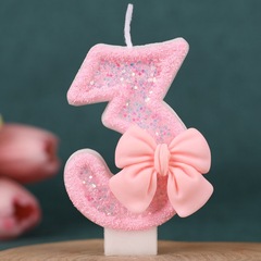 国境を越えた売れ筋のピンクのリボンデジタル誕生日キャンドルケーキデコレーション1歳の手作り誕生日キャンドル0-9
