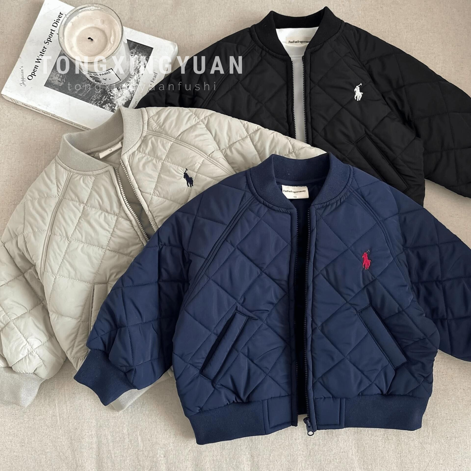Camisa de algodón para niños "Tongxingyuan" otoño/invierno 2025 – chaqueta de béisbol, bordada, estilo moderno