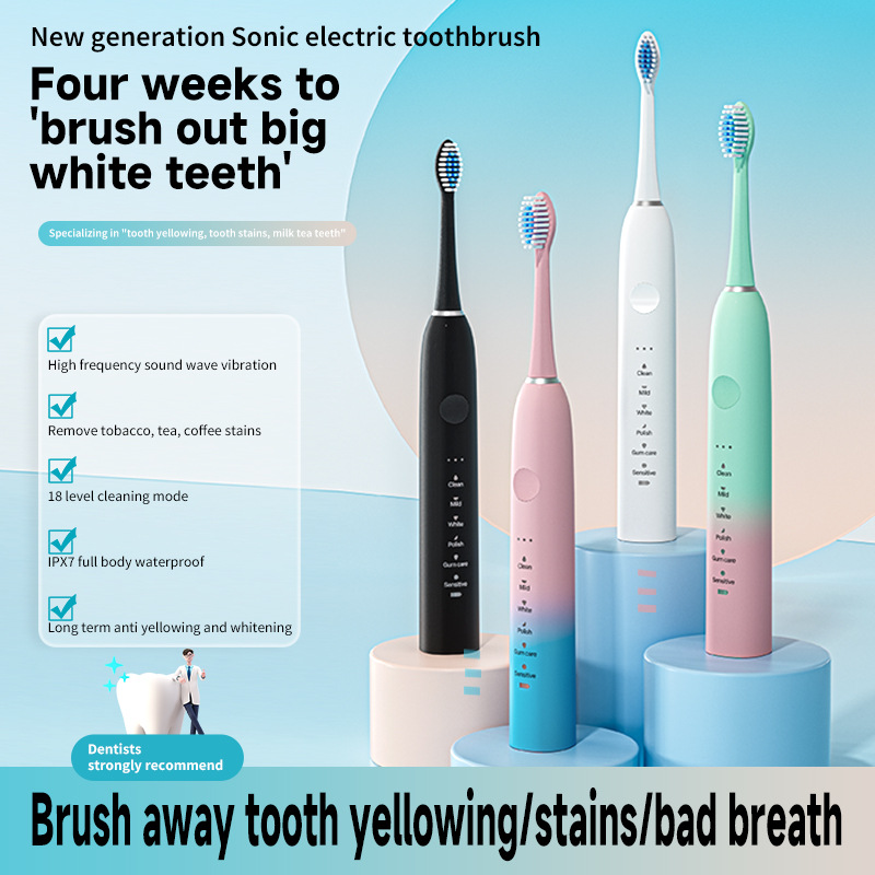 Electric Toothbrush for Adults, Rechargeable, Fully Automatic, Sonic, Soft-Bristled, Waterproof, for Men and Women, Couple Model, Long Battery Life