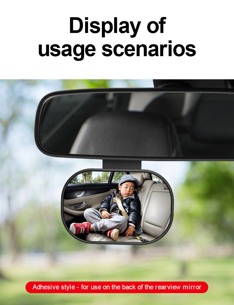 Car Baby Observation Mirror, Rear Child Seat Blind Spot Mirror, Tricycle Wide-Angle Mirror, Large Field of View Reversing Auxiliary Mirror