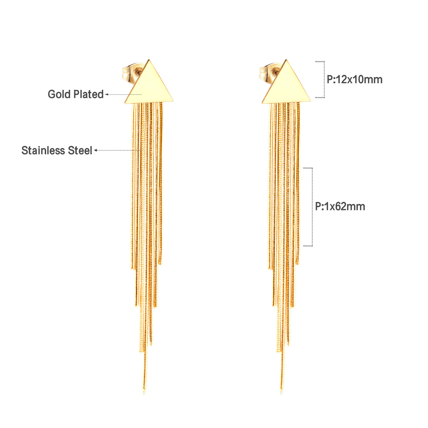 13g Weight Drop Earrings Classification 1 Pair Quantity Daily Occasion Stainless Steel Material Rhombus Pattern Women'S Gender Plating Design Fashion Style Fashion Rhombus Stainless Steel Plating Drop Earrings 1 Pair 无