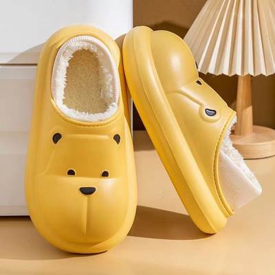 Waterproof cotton slippers women's winter outdoor home 2023 new confinement plus velvet bag heel plush cotton shoes men's winter