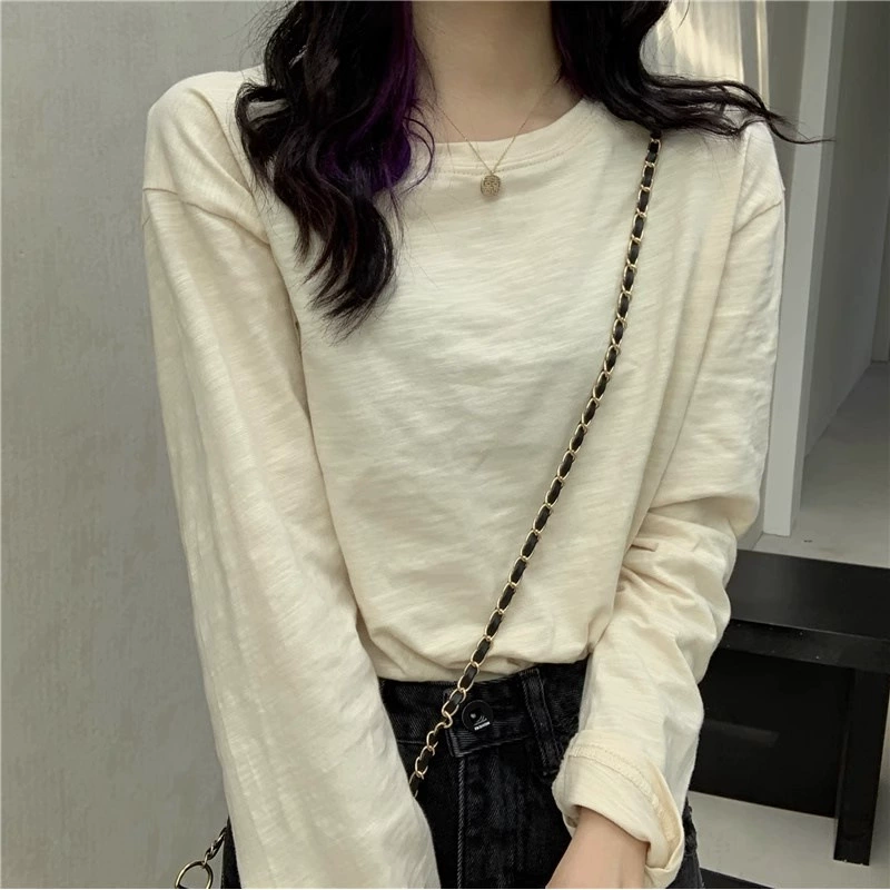 Осень 2024 новые свободные футболки с длинными рукавами