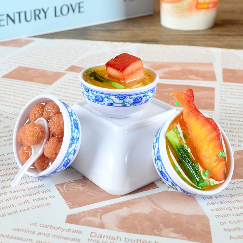 Douyin Live Simulation Food Toys 4cm Большая миска лапши креативный сухой рис человек имитация сине-белой фарфоровой чаши