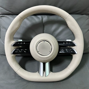 Mercedes-Benz Dragonfly steering wheel, off-white genuine leather, universal fit for all models, non-destructive installation, plug-and-play, in stock