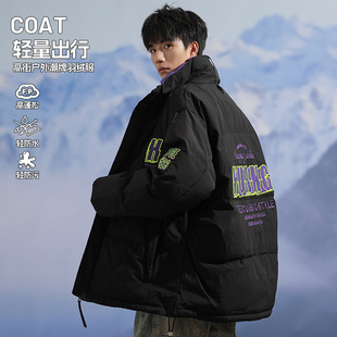 Factory Direct Supply High Street Outdoor Tide Brand Down Jacket for Men and Women with Contrast Color Vertical Collar White Duck Down Jacket Jacket