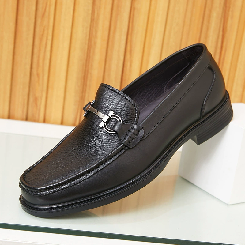 Осенние мужские туфли 2025 года из натуральной кожи, без шнурков, для бизнеса и повседневной носки, на низком каблуке, удобные, дышащие, оптом из Вьетнама