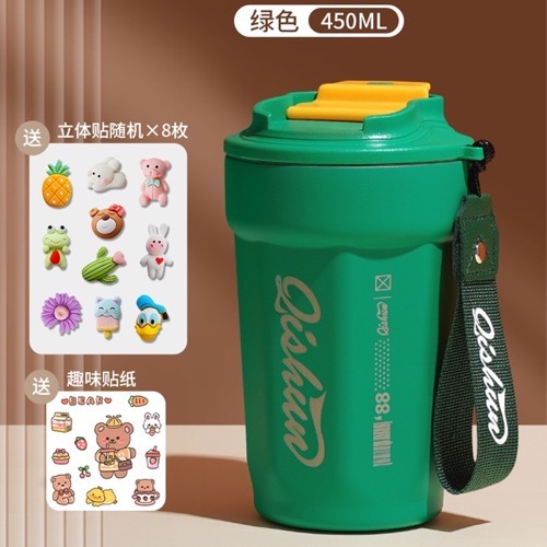 Taza de café 316 de doble capa de acero inoxidable aislado taza fría al aire libre taza de coque portátil red cuerda de elevación roja taza de coche