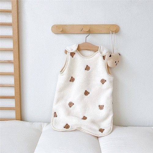 ins Korean baby sleeping bag autumn and winter thickened children's anti-kick quilt baby vest style split-leg sleeping bag warm pajamas