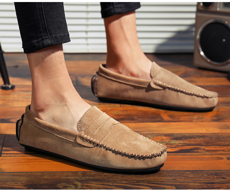 Doudou chaussures de conduite décontractées en cuir britannique, chaussures paresseuses pour hommes_voghion.com