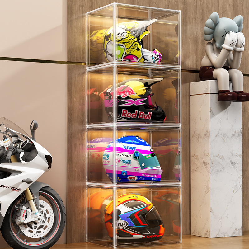 ヘルメット収納神器透明家庭用帽子機関車装備棚展示箱オートバイヘルメット収納棚|undefined