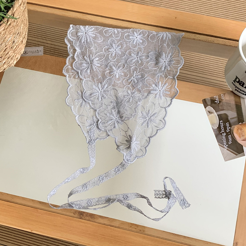 Pañuelo para mujer de verano pastoral nuevo estilo retro blanco súper hada encaje bufanda de seda decoración bufanda pequeña bufanda triangular diadema banda para el cabello