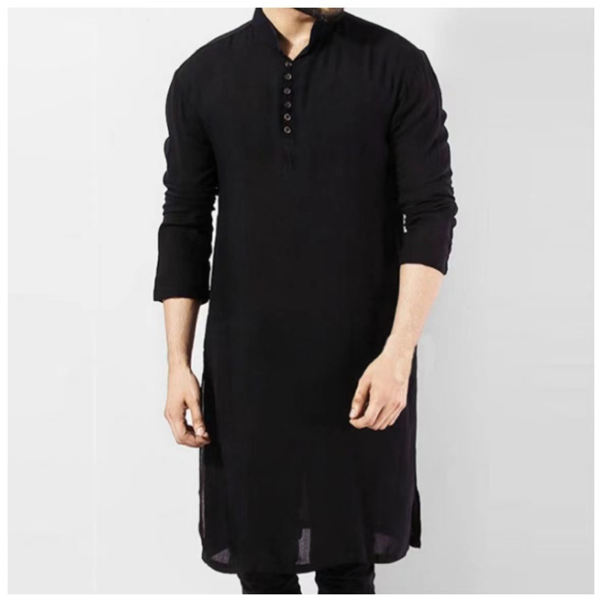2024 Arabic style fashionable and minimalist long men's shirt Muslim robe_voghion.com