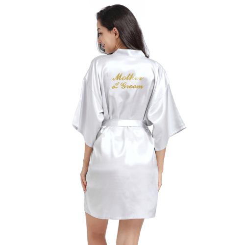 Gold Foil Embossed Mother of the Groom Ladies Short Cardigan Robe Groom's Mother Wedding Morning Robe 