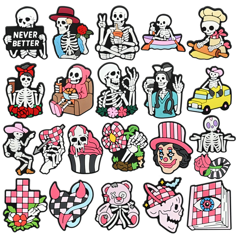 New Halloween Skull Shoe Flower Pvc Soft Glue Cartoon DIY Decorative Accessories Cross-Border Amazon Hole Shoe Accessories New Halloween Skull Shoe Flower Pvc Soft Glue Cartoon DIY Decorative Accessories Cross-Border Amazon Hole Shoe Accessories