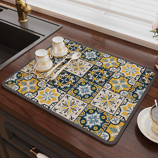 Kitchen countertop draining mat diatom mud absorbent mat tableware drying mat coaster non-washable tea table bar mat