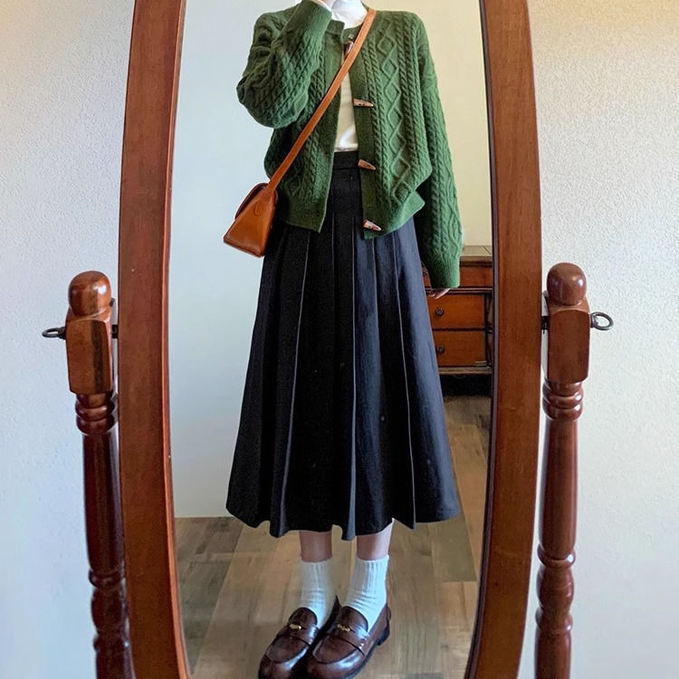 毛呢百褶半身裙女2025秋冬季大码胖mm显瘦梨形身材中长款a字裙子|undefined
