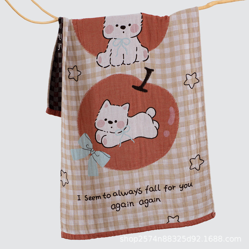 4-layer gauze pure cotton children's bath towel 75X150 jacquard soft absorbent baby and adult bath towel that does not shed lint 4-layer gauze pure cotton children's bath towel 75X150 jacquard soft absorbent baby and adult bath towel that does not shed lint