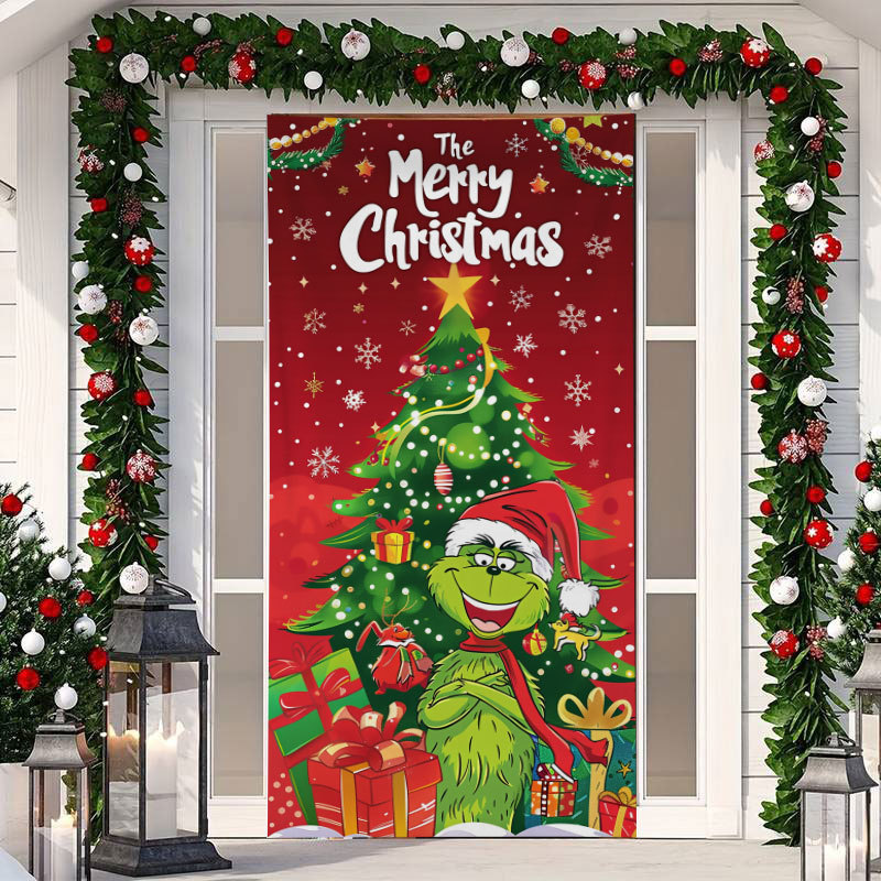 アマゾンクロスボーダー新型クリスマス怪傑門蓋祝日パーティーのドア貼り装飾雰囲気背景布メーカー直販|undefined