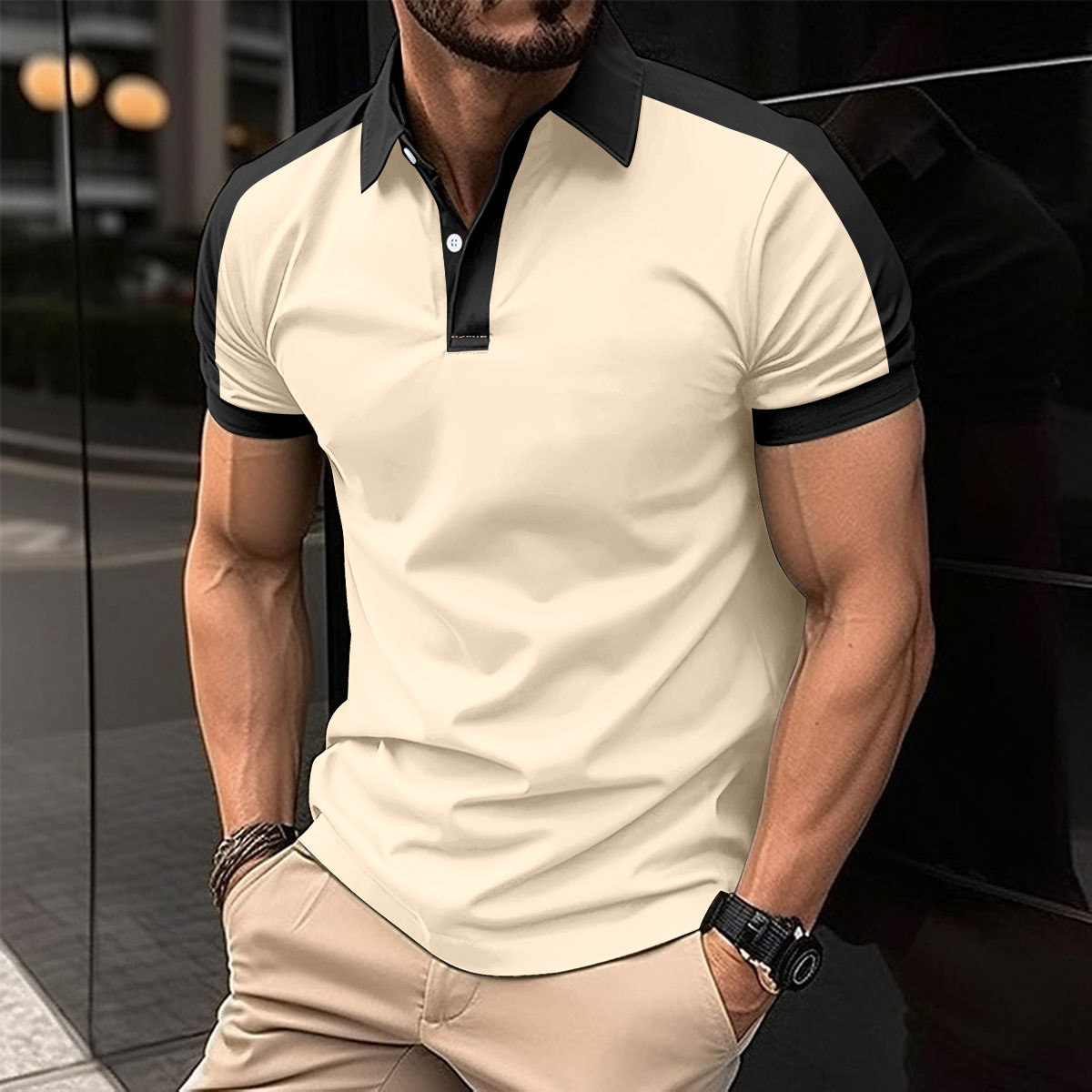 246g Weight Short Sleeve Sleeve Length Polyester Fabric Type Regular Top Length Casual, Daily Occasion Turndown Neckline Regular Fit Fit Type Color Block Pattern Summer Season Men's Gender Simple Style, Classic Style Style Wholesale Men's Polyester Simple Style Classic Style Color Block Short Sleeve Men's T-shirt 14