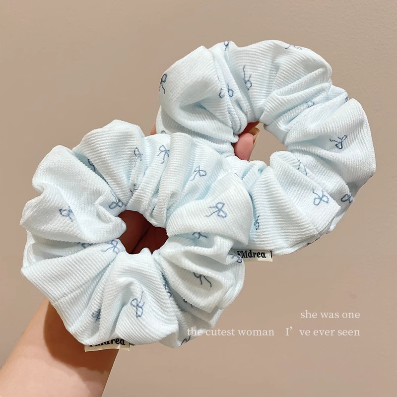 Arco de encaje anillo de cabello de intestino grueso mujer alta sensación de cabello azul marino cuerda bola cabeza de cabello medio atado cabello flores adornos de cabello cuerda