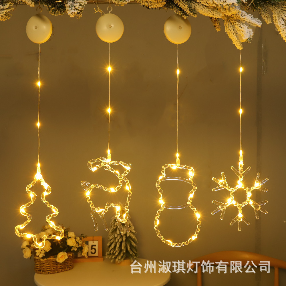 Nuevas luces de cortina con ventosa, luces de cadena para ventana, dormitorio, fiesta, Navidad, decoración navideña, luces de ambiente con forma de estrella