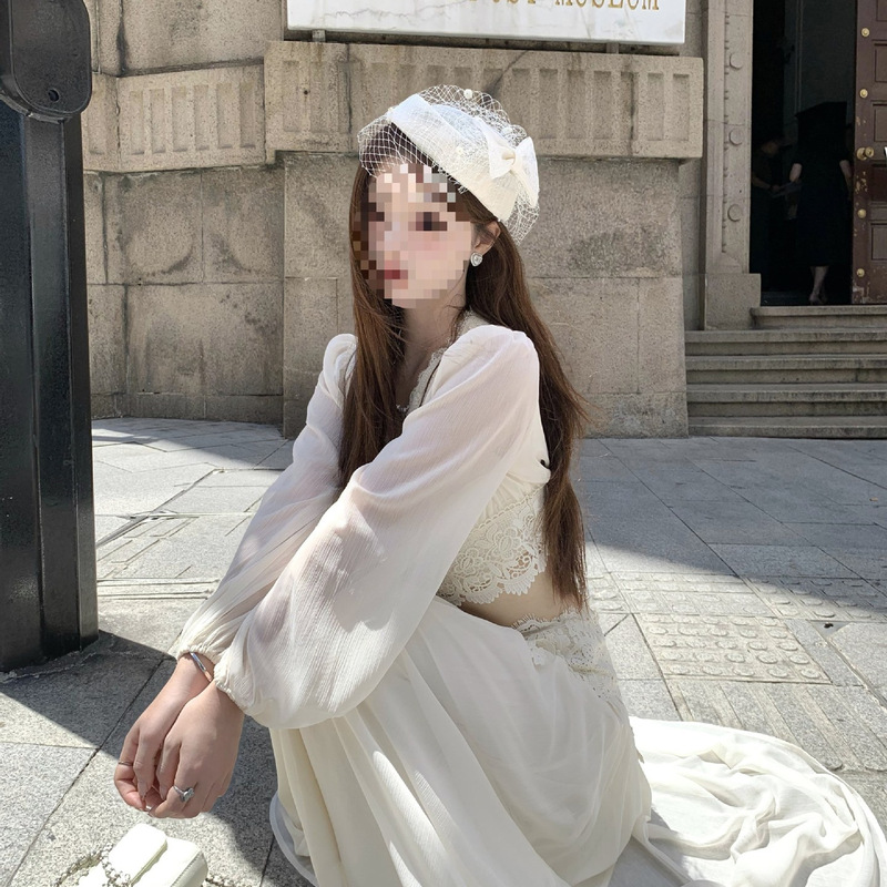Q女家托斯卡纳巡礼/优雅精致蕾丝上衣半身长裙套装早秋氛围感穿搭|undefined