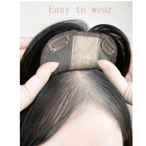 Cross-border Western False Hair Short Wavy Hairpiece for Women Topper for Women Hairline Concealer High-Temp Silk Full 35-45cm