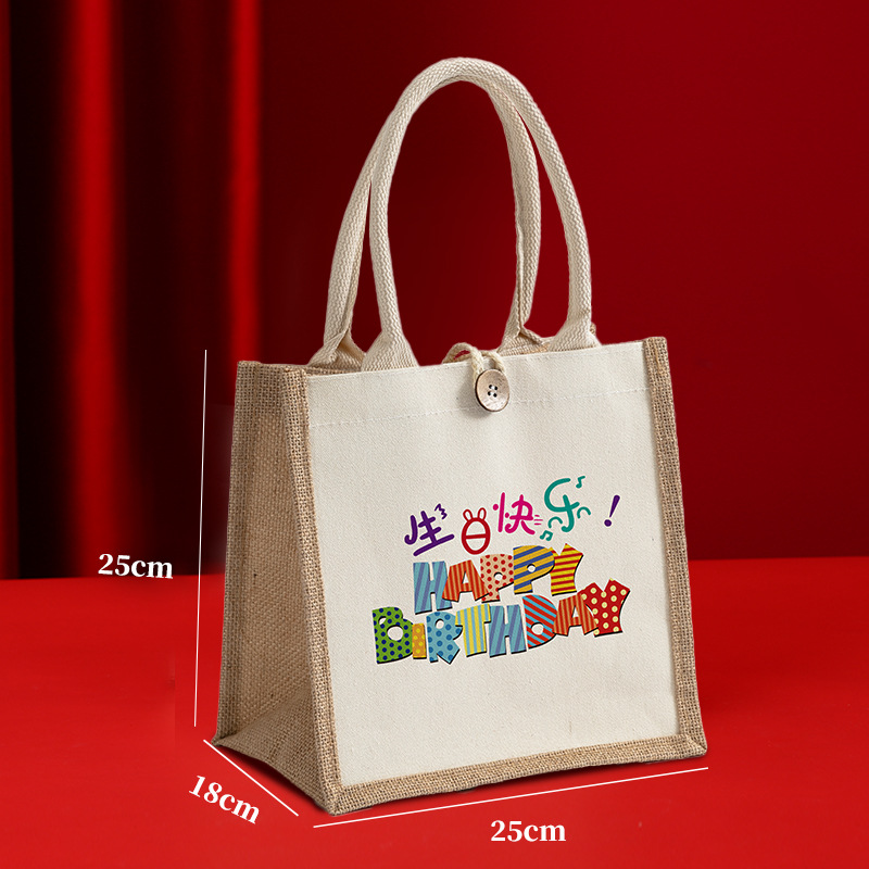 Nuevo bolso de lino estudiante caja de almuerzo ropa de protección del medio ambiente compras bolso ojo bolsa de lino bolso de lona