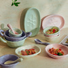 Ceramic matte glaze tableware rice soup noodle bowl fish, vegetable dish sketch dual -ear bowl home restaurant salad bowl deep plate