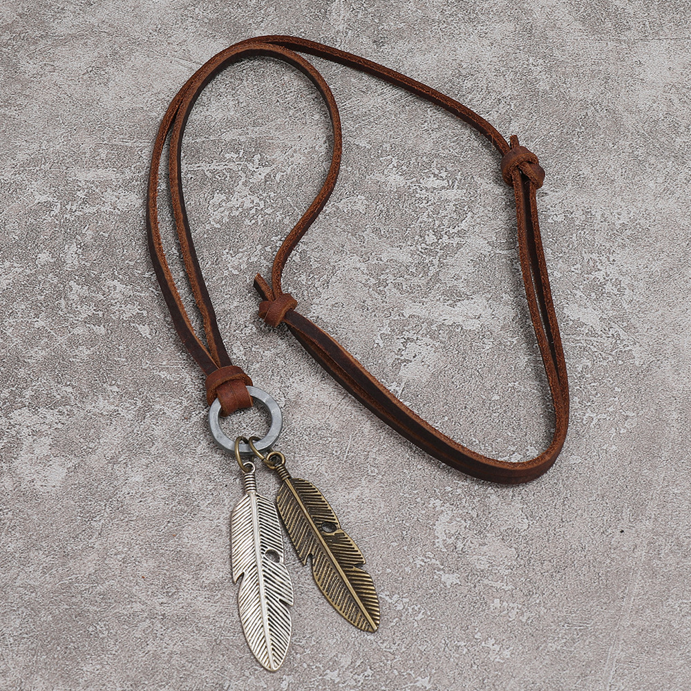 Hip-hop Retro Alloy Feather Adjustable Necklace display picture 4