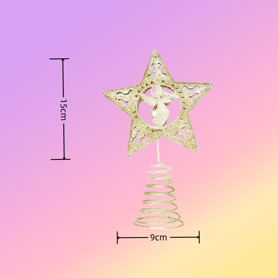 Nuevo vestido de la estrella de cinco puntas de hierro amor Ángel Árbol de Navidad al por mayor transfronterizo estrella superior decoración estrella de cinco puntas