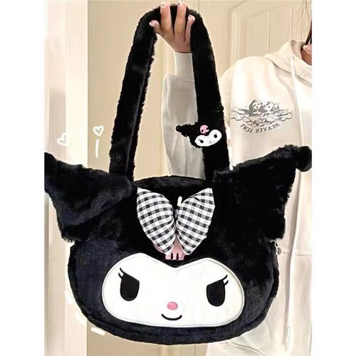 Japanese ins girl heart furry bag large capacity mommy bag little devil hand bag shoulder bag female gift