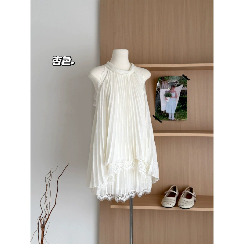 Lace summer T-shirt sleevless, shiffon set