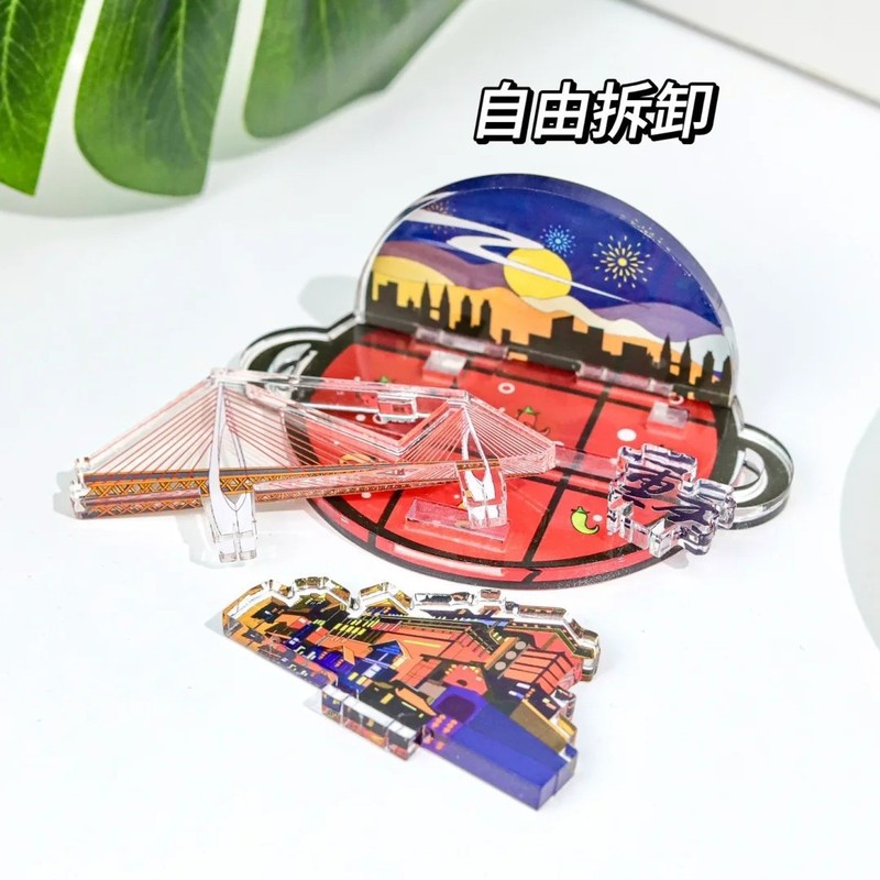 アクリル板スタンド、都市立体ランドマーク建物チェックイン、周辺装飾品、文化的および創造的な景勝地カードディスプレイスタンド|undefined