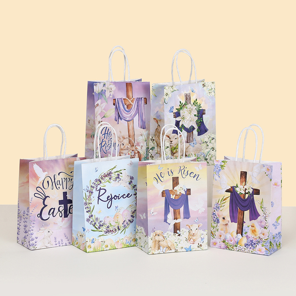 小清新复活节牛皮纸袋购物服装收纳包装袋创意卡通个性手提袋批发