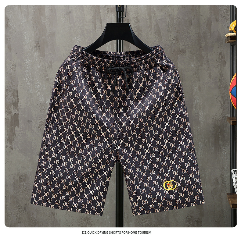 Sommershorts, trendige Sportoberbekleidung für Herren, bestickt, fünfteilig, jugendlich, lässig, dünn, schnell trocknend, locker sitzend_voghion.com