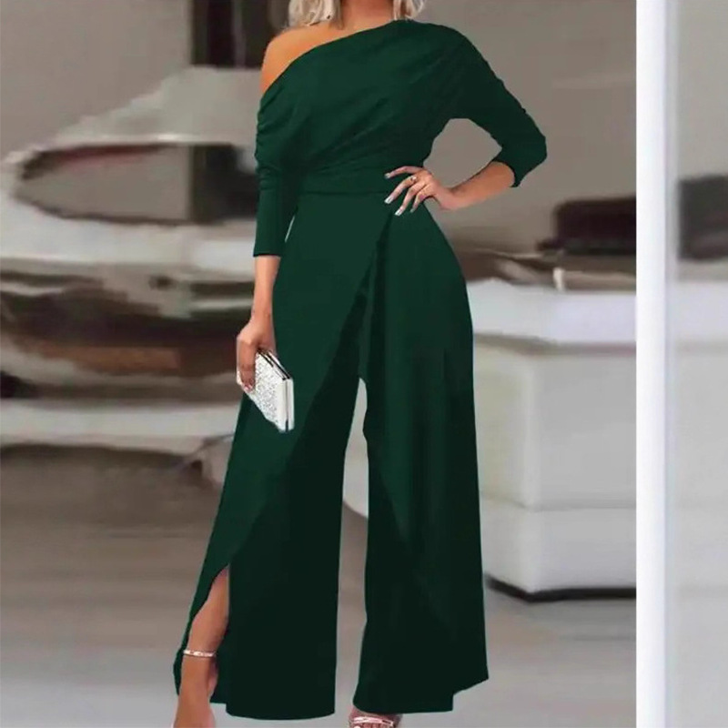 2026 verano de la nueva moda de mujer transfronteriza europea y americana camiseta de cintura alta de color sólido camiseta de piernas anchas image 5