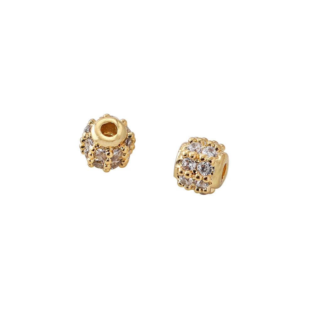 Small round beads with zircon, necklace and bracelet, 14 carat, DIY