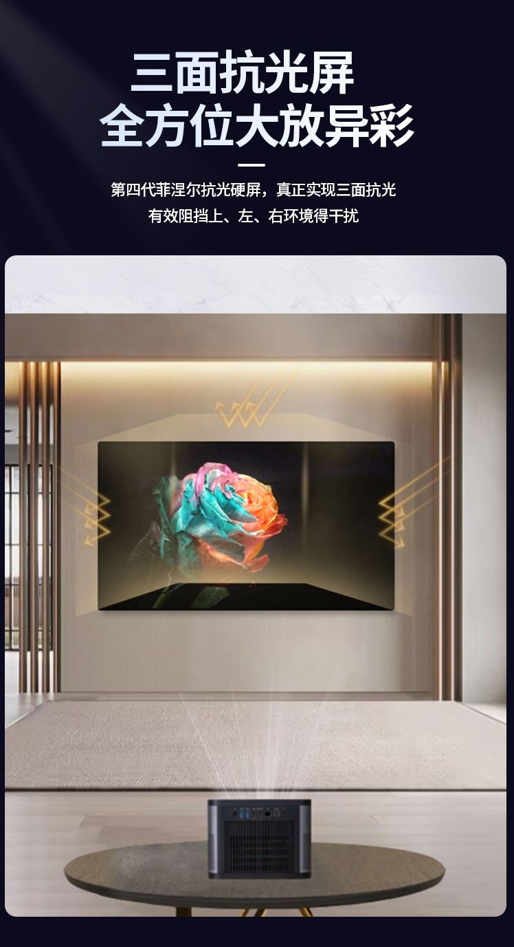 菲涅尔抗光软硬屏投影仪中长焦100寸120寸抗光幕布家庭影院画框幕-阿里巴巴