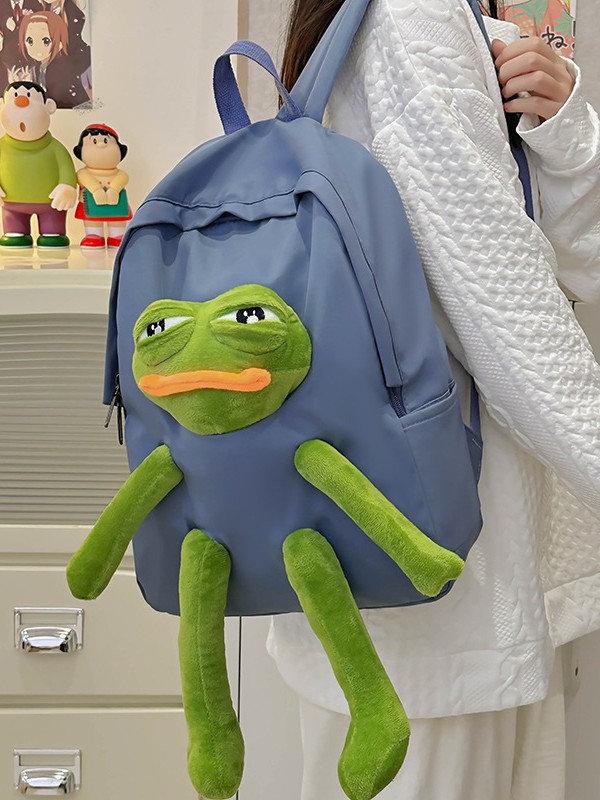 Korean Style Cute Funny Student Bag Girl's Distinctive Frog Doll Backpack Large Capacity Senior high school Student Backpack