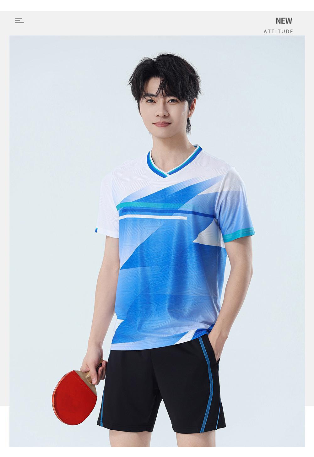 Nuevo set de bádminton transpirable de secado rápido hombre y mujer V-collar chaqueta deportiva para niños adultos con impresión personalizada image 26