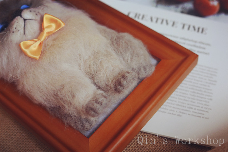 羊毛氈仿真寵物紀念禮品diy手工戳戳樂貓咪狗狗成品精緻相框